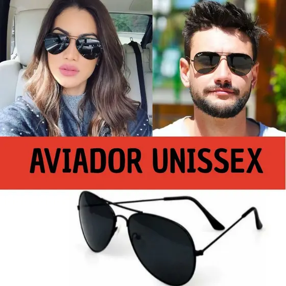 Óculo de Sol Aviador Unissex Masculino e Feminino Clássico Estilo Retrô UV400