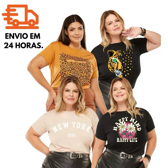 Blusas GG e G1 Moda Casual Soltinha Estampada Plus Size Curve