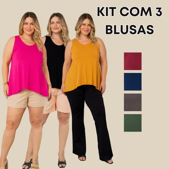 Kit 3 Regatas G1 G2 G3 Viscolycra Leve Confortável