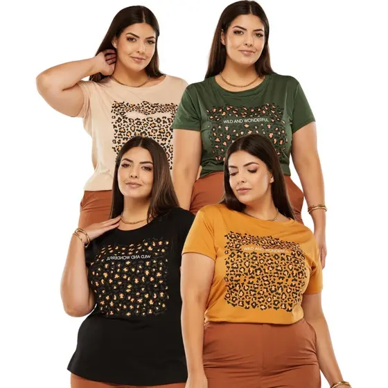 Blusa PLUS SIZE T-shirt Moda  Blogueira Onçinhas Wonderful