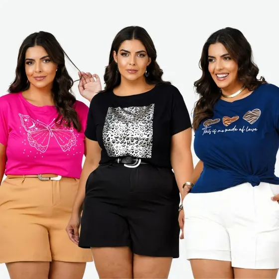 Blusas Plus Size GG AO G2 Variadas Coloridas Estampadas