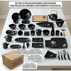 KIT Cerâmica Oriental Japonês 15 peças