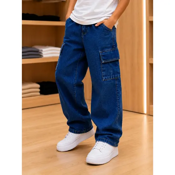 Calça Cargo Infantil Juvenil – Jeans e Sarja, 6 Bolsos, Diversas Cores Estilo Skate