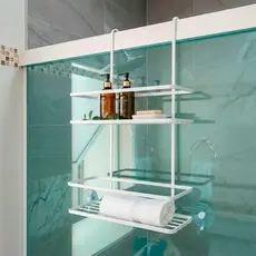 Suporte Shampoo Duplo P/ Pendurar No Box Vidro Banheiro Sabonete Encaixe Sem Furo