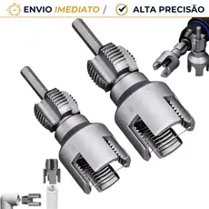 Kit Abridor De Rosca Interno Externo Tubo Cano Água 1/2 e 3/4 Tarraxa com Encaixe Parafusadeira