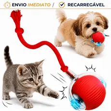 Bola Interativa Automática Pet Cães Gatos Recarregável USB Brinquedo Elétrico Inteligente com Cauda
