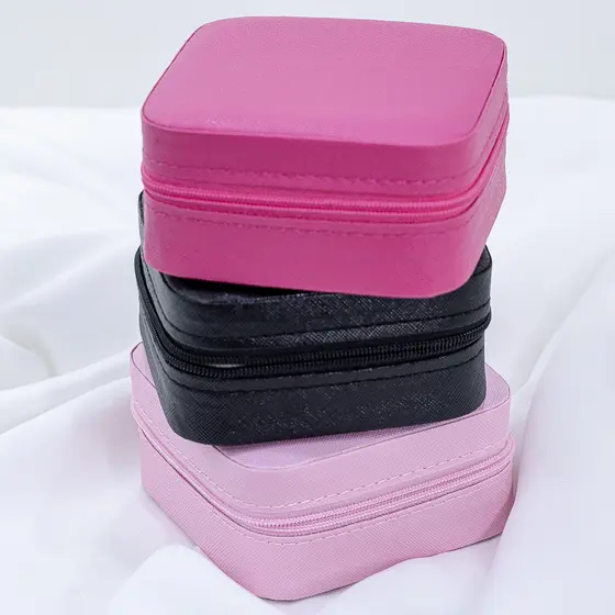 Mini Porta Joias Portátil Estojo Com Zíper Necessaire Compacto Seguro