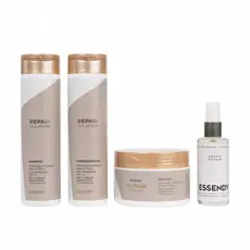 Kit Repair Collection 250ml com Óleo 60ml Essendy - Shampoo Condicionador Máscara 250ml e Drops Repair 60 ml - Tratamento capilar para todos tipos de cabelo Proteção térmica e solar Revitaliza e Rapara os fios - Original Profissional