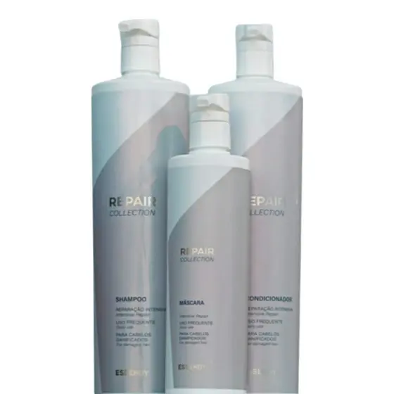 Kit Repair Collection 1L Essendy - Shampoo 1L Condicionador 1L e Máscara 500ml - Tratamento capilar para todos tipos de cabelo Proteção térmica e solar Revitaliza os fios - Original Profissional