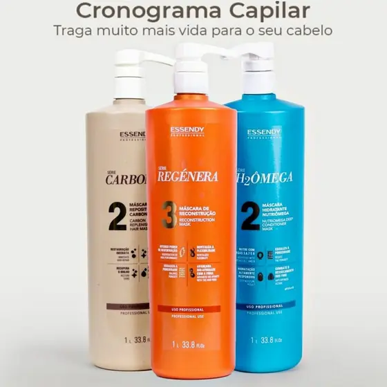 Kit Completo Cronograma Capilar 1L Essendy Linha Profissional