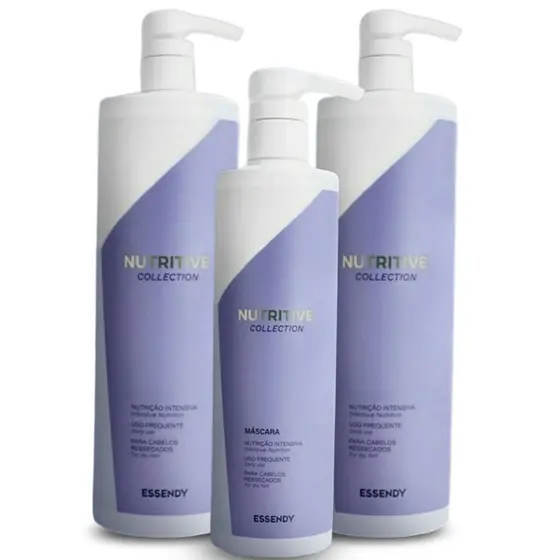 Kit Nutritive Collection 1L Essendy Professional - Shampoo e Condicionador Nutrição Intensiva 1L + Máscara Nutrição Intensiva 500ml - Tratamento capilar para cabelos desnutridos, danificados, ressecados, porosos e quebradiços
