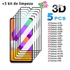 Kit 5 Película De Vidro Temperado 3D 9H Para Samsung A01 A02 A03 A10 A31 A41 A51 A71 M