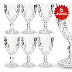 Jogo de 2, 4 e 6 Taças Diamante Copo Vidro Transparente Taça Gourmet Bico De Jaca 330ml
