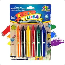 Caneta Giz Cera Rabisca E Apaga Banho Lavavel Brinquedo com 6 Cores