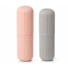 Porta Escova de Dentes Plástico Rosa Cinza