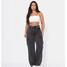Calça Cargo Feminina Premiun Marmorizada Confortável Casual Tendência Elegante Moderna Chique Linda
