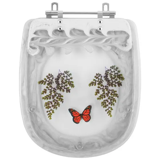 Assento Sanitário Tampa de Vaso Sabatini Branco Decorado com Borboleta