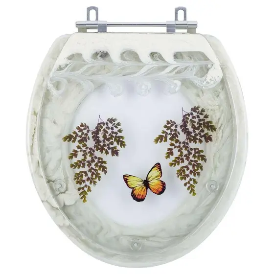 Assento Sanitario Poliester Decorado Borboleta Azalea para vaso Celite