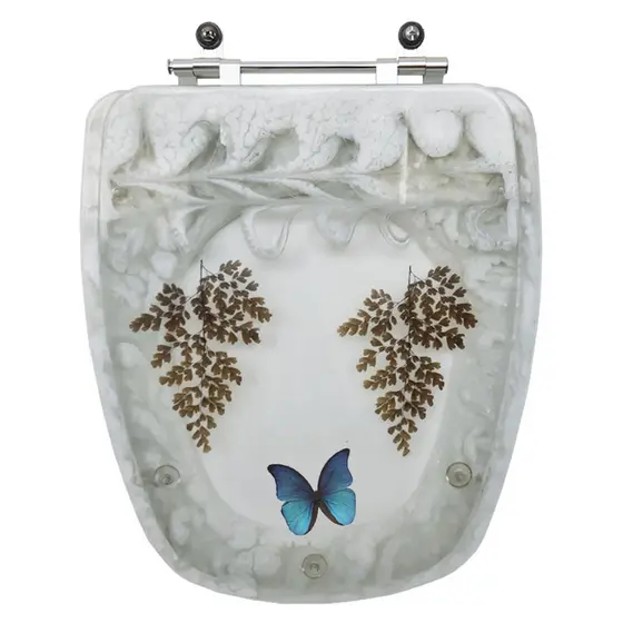 Assento Sanitário Poliester Monte Carlo Marmorizado Avenca com Borboleta para Vaso Deca