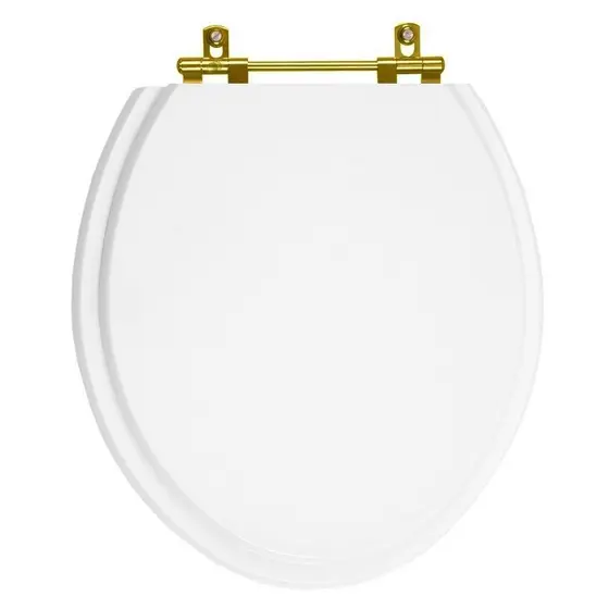 Tampa de Vaso Diamantina Branco para bacia Icasa Com Ferragem Dourada
