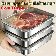 Premium Antiaderente Resistente ao Calor Bandeja de Aço Inoxidável com Tampa Hermética