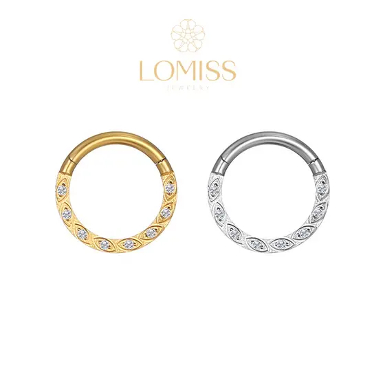 Piercing Argola Clik TitÂnio G23 Pvd Detalhes ZircÔnias Lateral《Lomiss piercing》