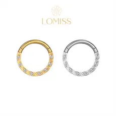 Piercing Argola Clik TitÂnio G23 Pvd Detalhes ZircÔnias Lateral《Lomiss piercing》