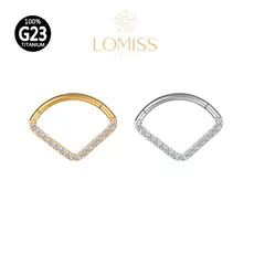 Piercing Orelha Nariz Argola Triangulo Titânio PVD Clik Zircônia《Lomiss semijoias》