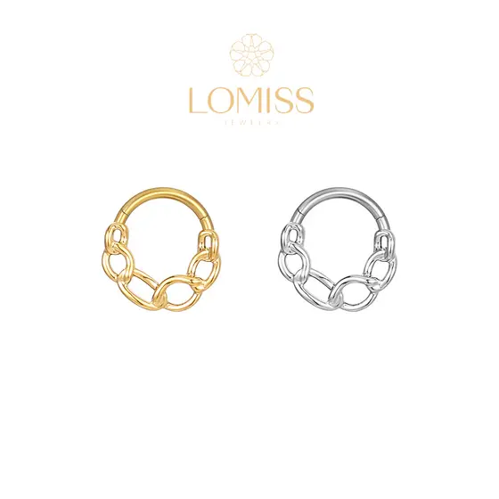 Piercing Septril Rook Conch Nariz Argola Aço Cirúrgico Pvd Corrente 1,2x8