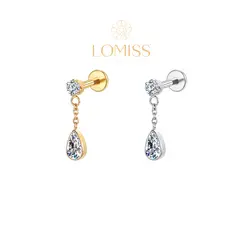 Piercing Helix Tragus Conch Boca-Medusa Labret Aço Cirúrgico Pvd Ponto De Luz/pingente Gota Zircônia