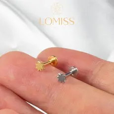 Piercing Helix Tragus Conch Boca-Medusa  Labret Aço Cirúrgico Rosca Interna flor Lomiss  piercing