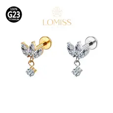 Piercing Helix Conch Labret Titânio Trio Com Pingente Zircônia《Lomiss semijoias》