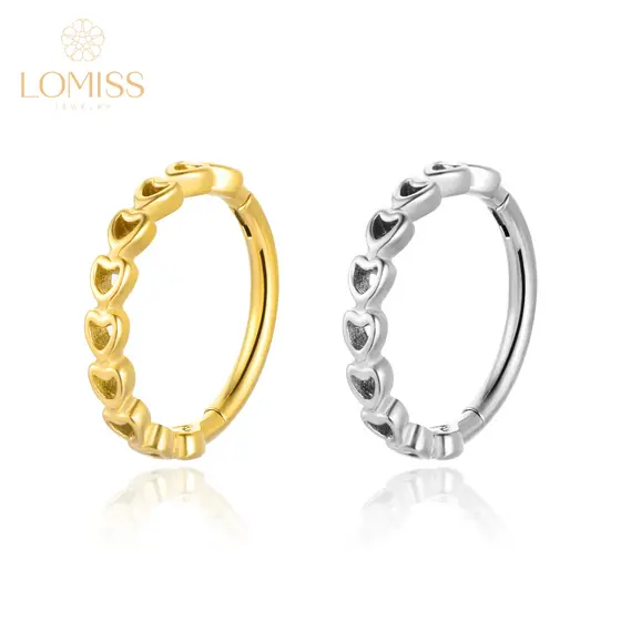 【Lomiss】Piercing Orelha Argola Coração Aço Cirúrgico Nariz Brinco Piercing Conch Dourado Hélix