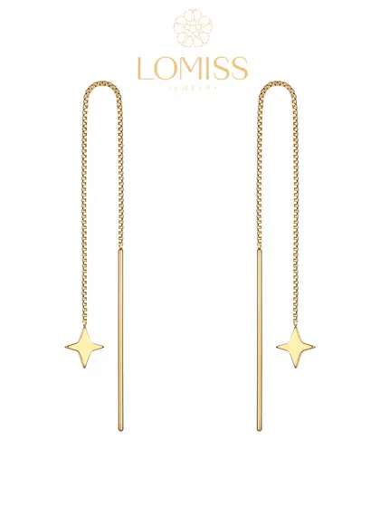 Piercing Palito Corrente Aço Cirúrgico Estrela de 4 Pontas《Lomiss semijoias》