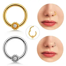 Piercing Septril Rook Conch Nariz Argola AÇo CirÚrgico Segmento Articulado Pvd Strass Lomiss  piercing