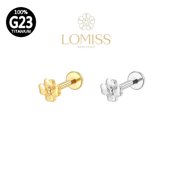 Piercing Helix Conch Tragus Labret Titânio Pvd Flor