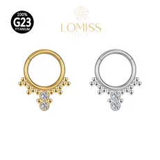 Piercing Argola Titânio PVD Segmento Articulado Indiano Zircônia Cravejada《Lomiss semijoias》