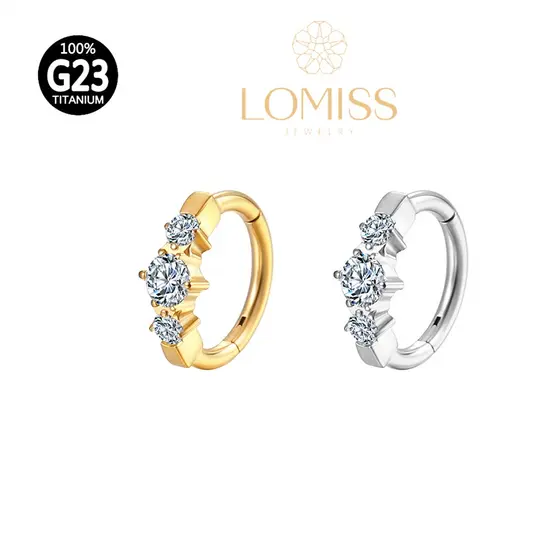 Piercing Helix Conch Argola Titânio Clik Redondo Zircônias Cravejadas《Lomiss  piercing》