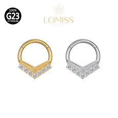 Piercing Orelha Nariz Argola Titânio PVD Clik Zircônia 《Lomiss semijoias》
