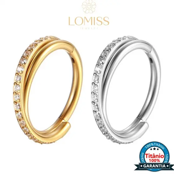 Piercing Helix Conch Argola Titânio Pvd Clik Transpassada Zircônia Brinco de Titânio《Lomiss piercing》