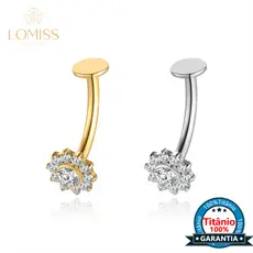 Piercing Banana Floating Titânio G23 Pvd Flor Zircônia Floating Navel Umbigo Lomiss Piercing