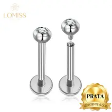 LOMISS Piercing Labret Ponto De Luz Prata 925 Zircônia Helix Tragus Conch Nariz Boca