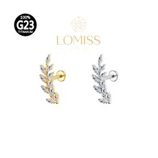 Piercing Helix Tragus Conch Boca-Medusa Labret Titânio G23 Pvd Galho Zircônia Lomiss piercing