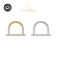 Piercing Septo Rook Conch Meia Argola Titânio PVD Clik Zircônia Lateral