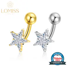 Piercing Umbigo Banana Titânio Pvd Estrela Zircônia Cravejada Piercing Umbigo Pequeno