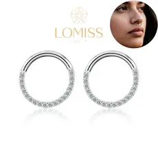 Piercing Septo Prata 925 Nariz Argola Circular Lateral Zircônia Segmento Articulado Septum Conch Orelha Tragus Boca Rook