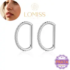 Piercing Nariz Argola D-Ring Prata 925 | Septo Nostril Orelha Rook Conch Daith | Zircônia Lateral Segmento Articulado