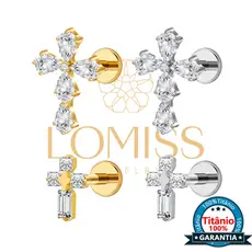 Piercing Labret Titânio Pvd Cruz Zircônia Ponto De Luz Nariz Orelha Helix Tragus Conch Nostril Brinco Piercing Trágus