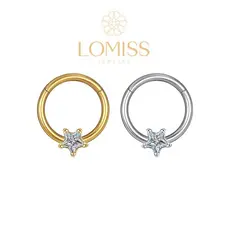 Piercing Argola Segmento Articulado Aço CirúRgico Pvd com Estrelas ZircôNia