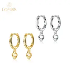Par Brincos Feminino Argola Cobre/Aço Folheado Dourado Com Pingente Coração Elegantes Modernos Luxo Tendência Presente